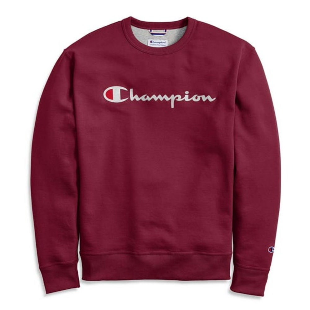 Champion Logo Crewneck Sweatshirt Burgundy Red XXL Vintage Streetwear